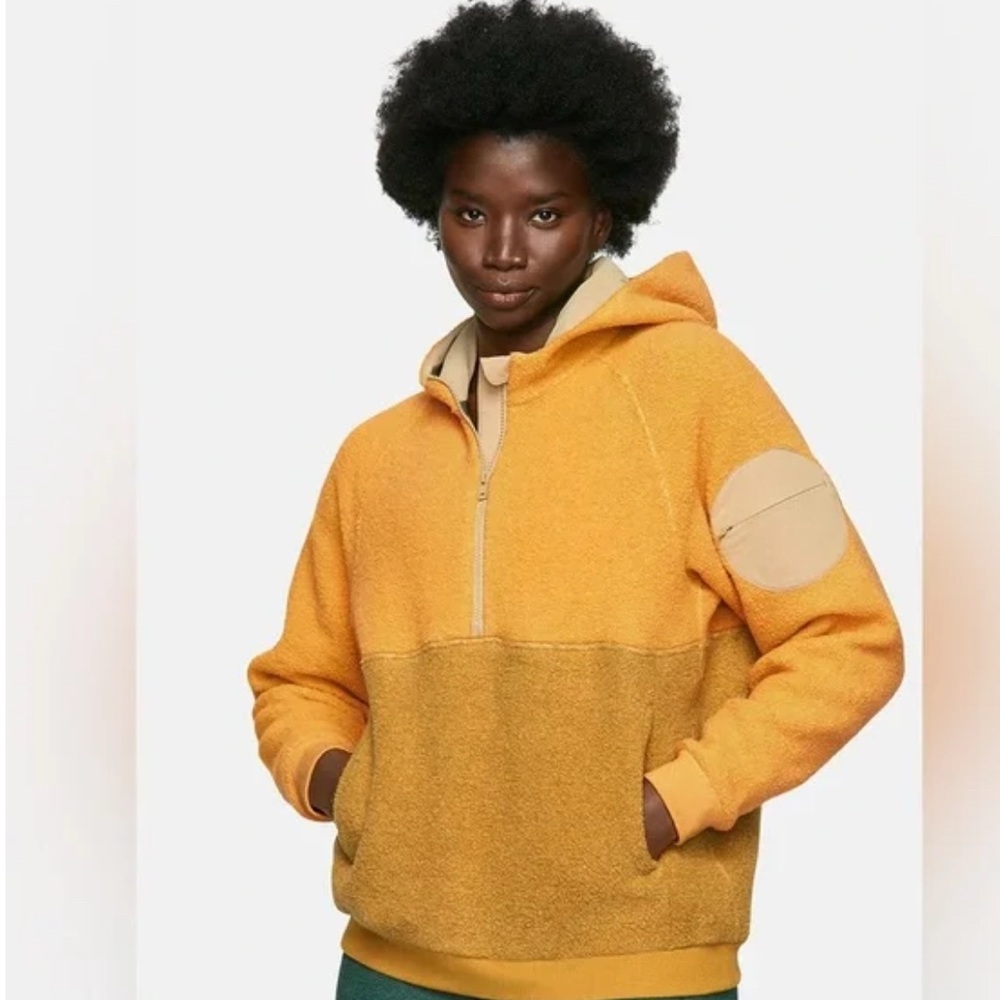 Outdoor Voices Half-Zip MegaFleece Hoodie in Sunflower & Dijon NWOT
